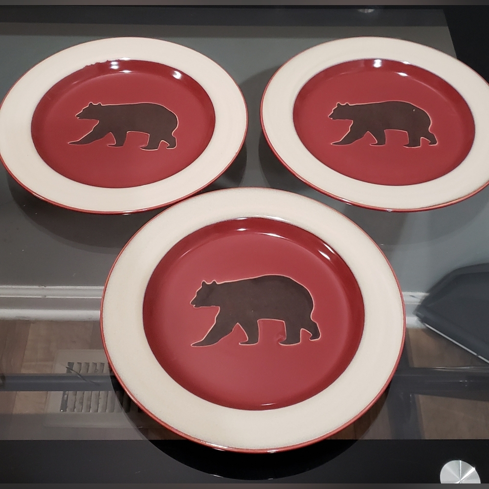 Vintage White River Country Lodge 3 Stoneware Salad Plates